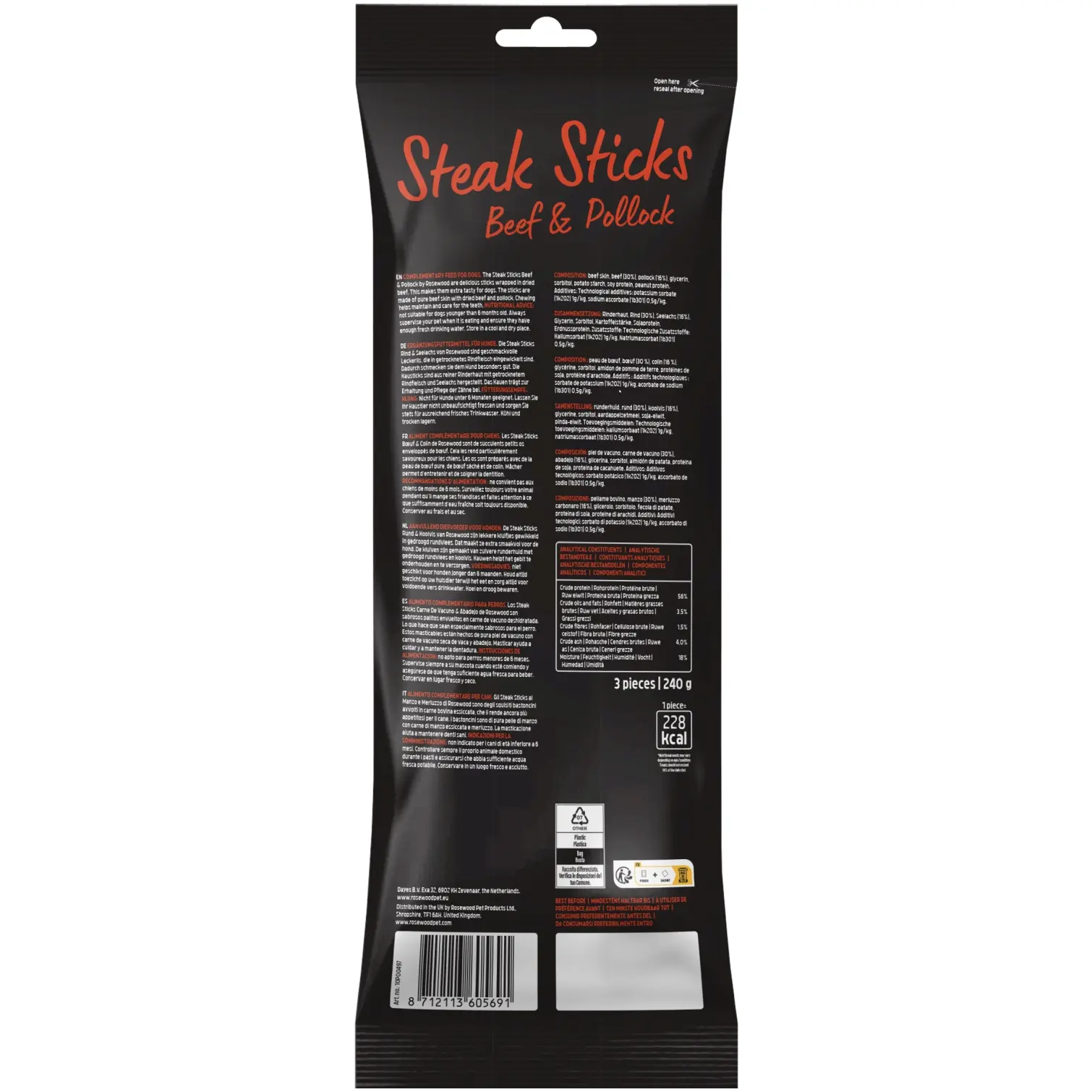 Rosewood Dog Large Steak Sticks Beef & Pollock