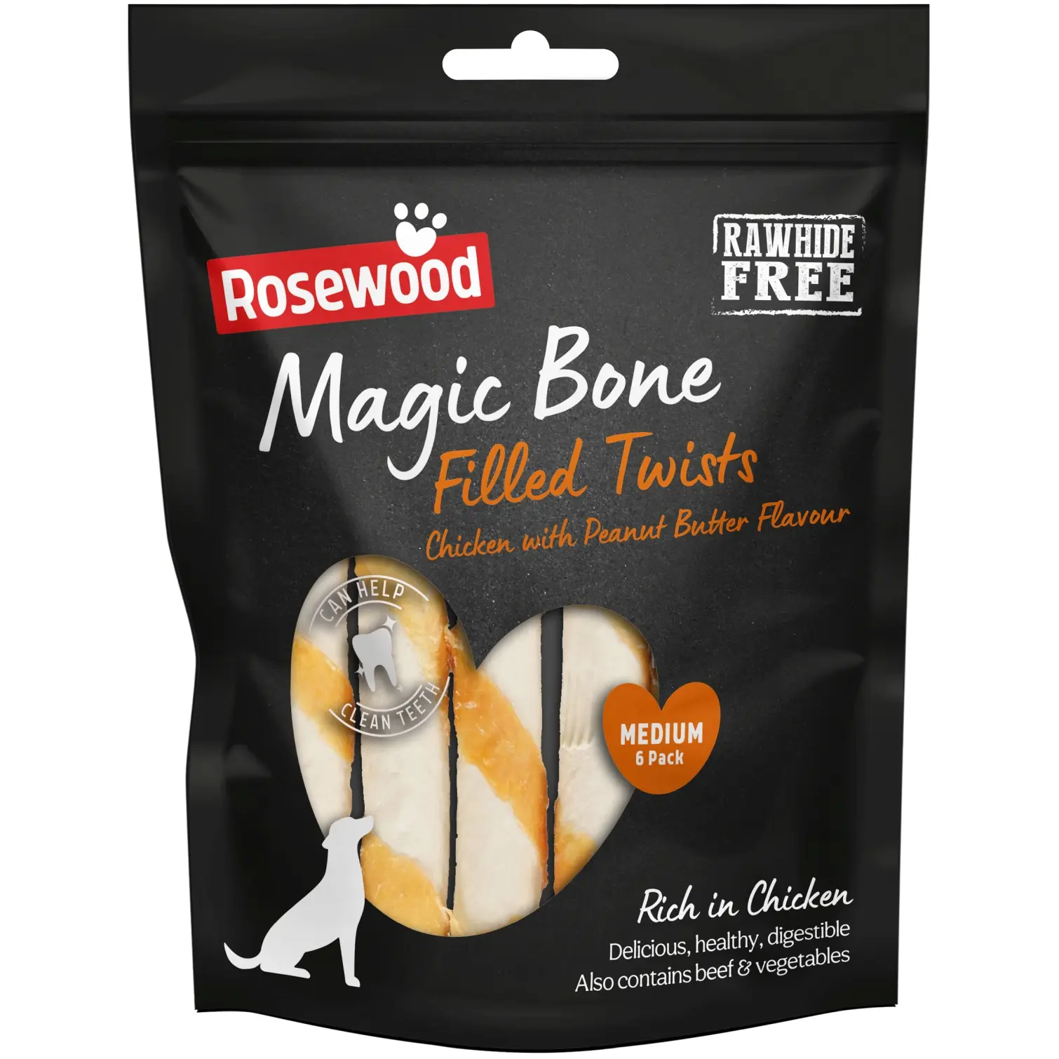 Rosewood Dog Medium Magic Bone Filled Twists
