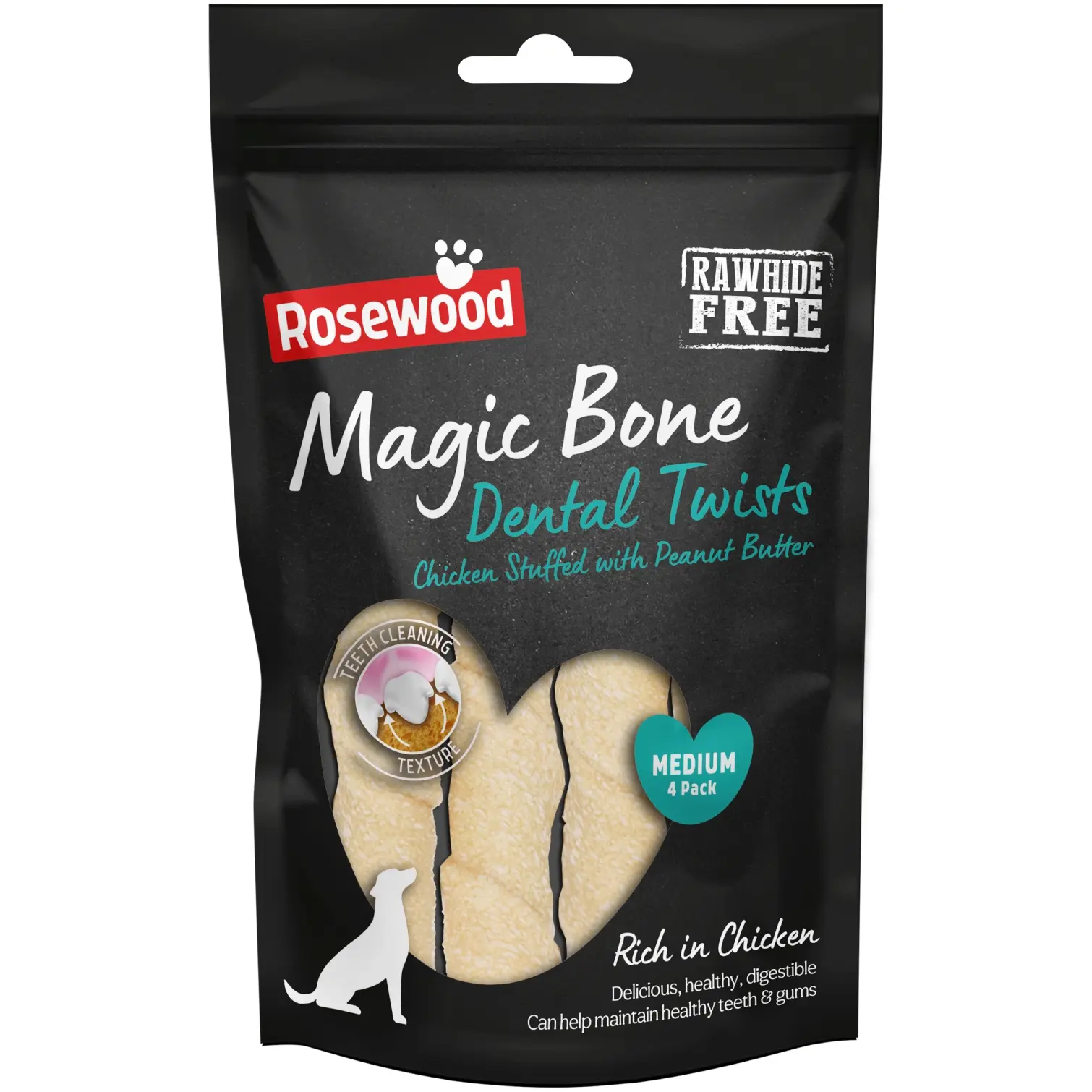 Rosewood Dog Medium Magic Bone Dental Twists