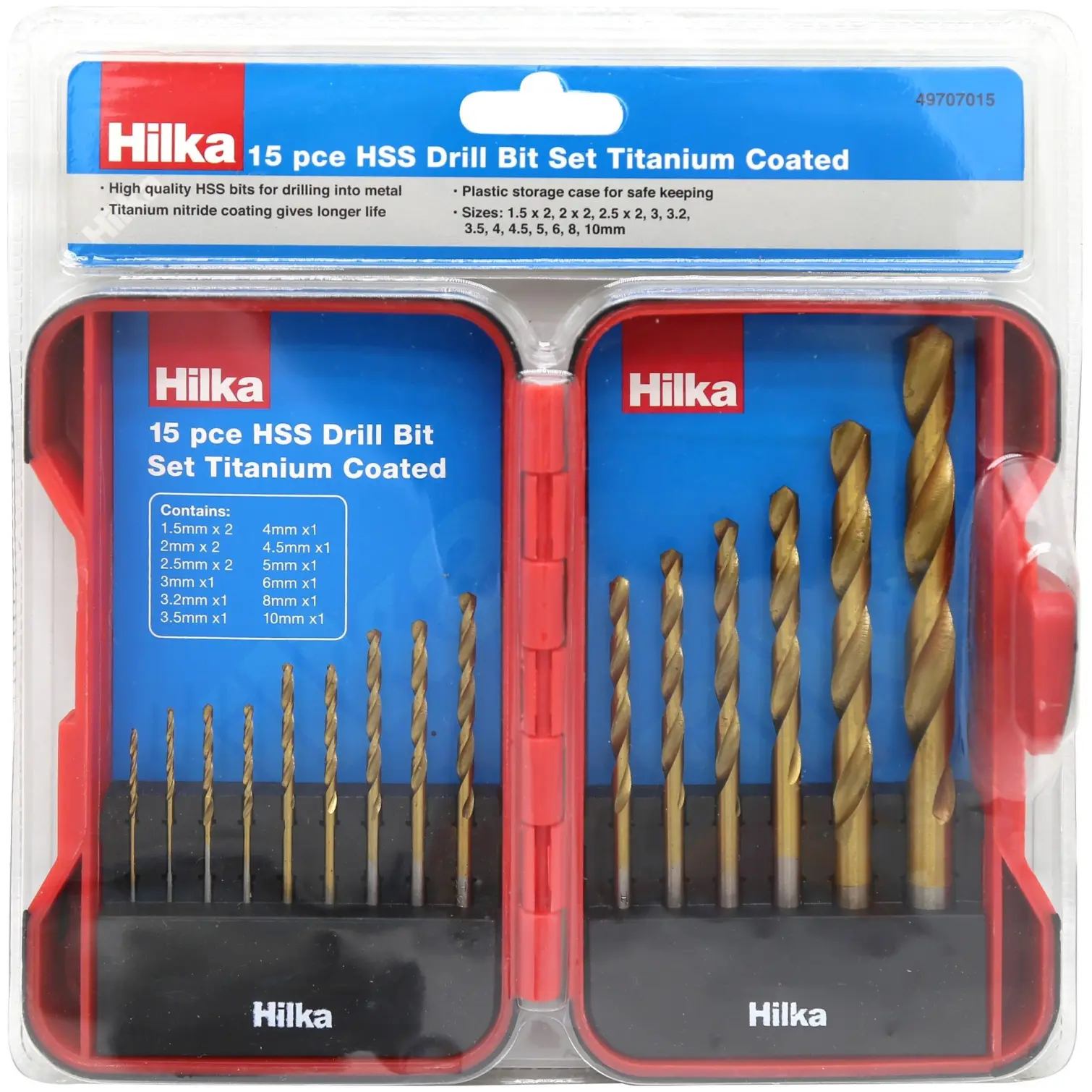 HKL0052 Hilka 15pce Twist Drill Set Titanium