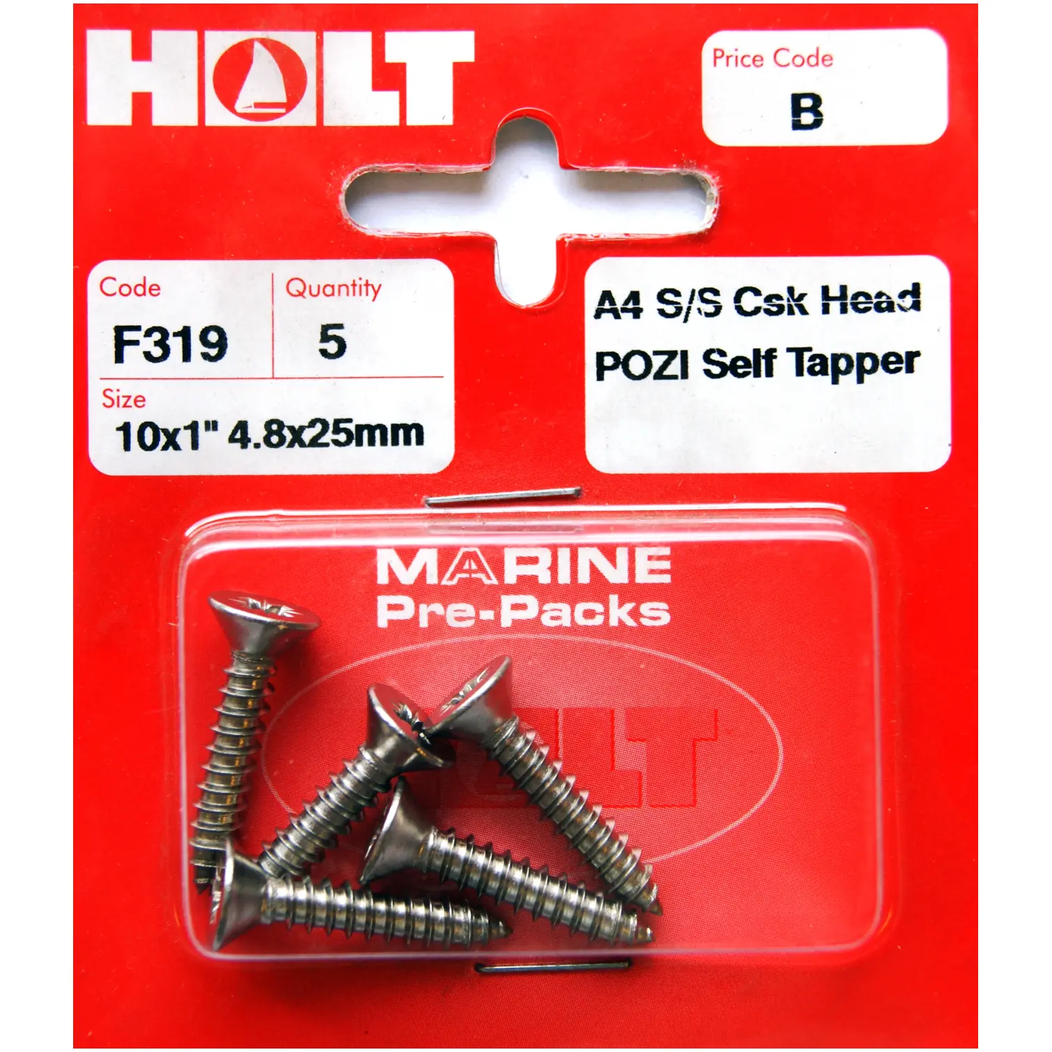 Holt S/Steel CSK Pozi Selftap 4.8x25mm