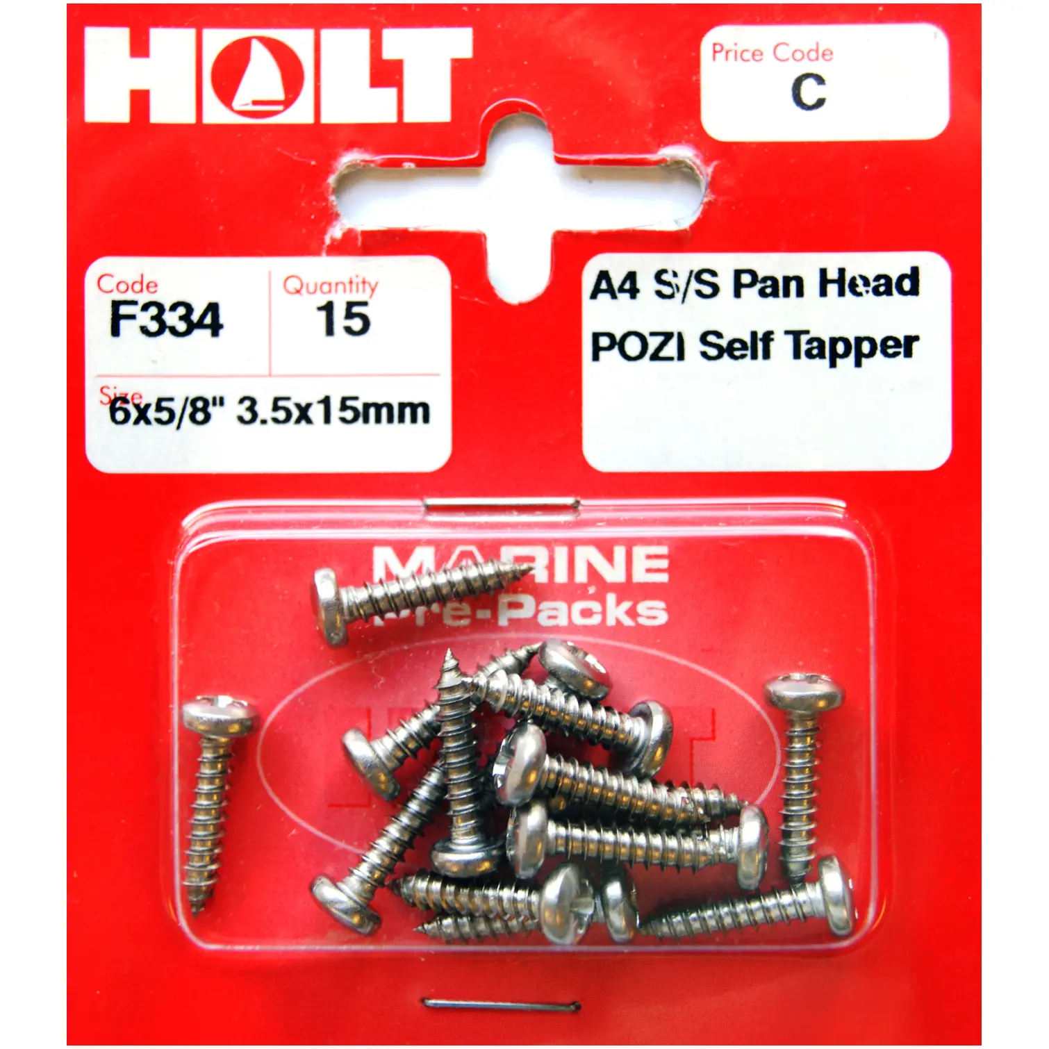 Holt S/Steel Pan Pozi Selftap 3.5x15mm