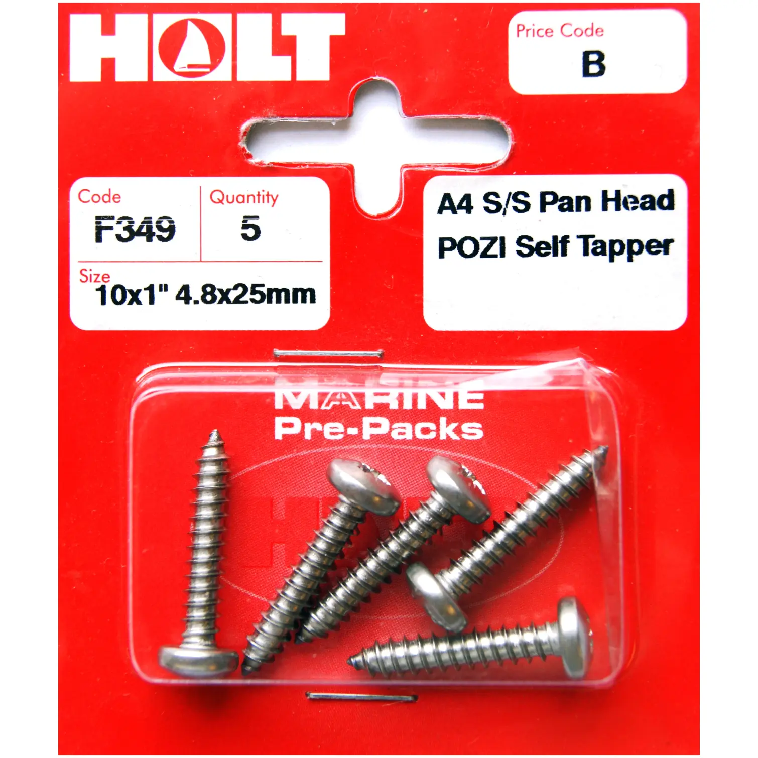 Holt S/Steel Pan Pozi Selftap 4.8x25mm