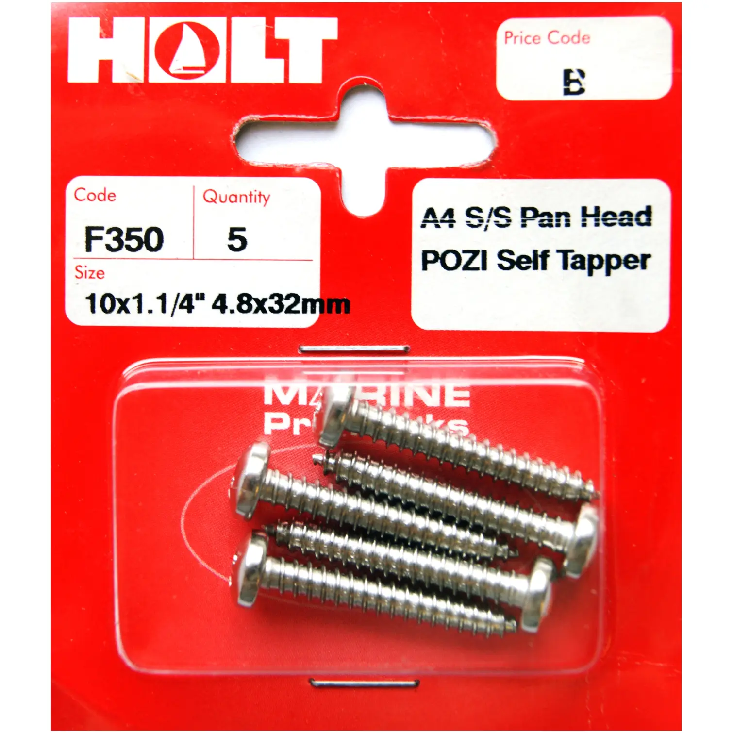 Holt S/Steel Pan Pozi Selftap 4.8x32mm