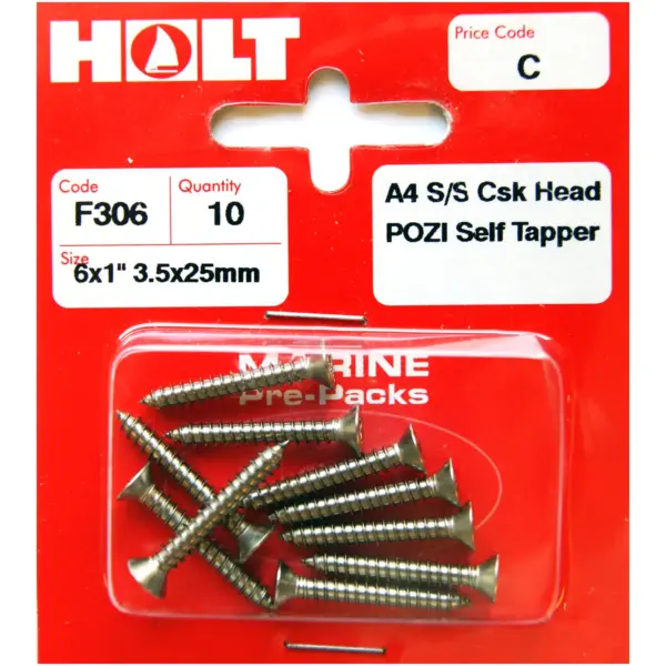 Holt S/SteelCSK Pozi Selftap 3.5x25mm Card of 10