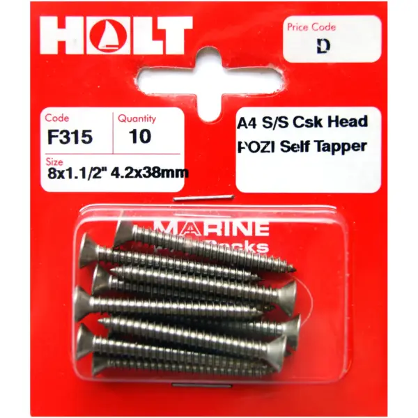 Holt S/Steel CSK Pozi Selftaper 4.2 x 38mm Card of 10