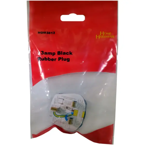 HOM3813 13amp Black Rubber Plug