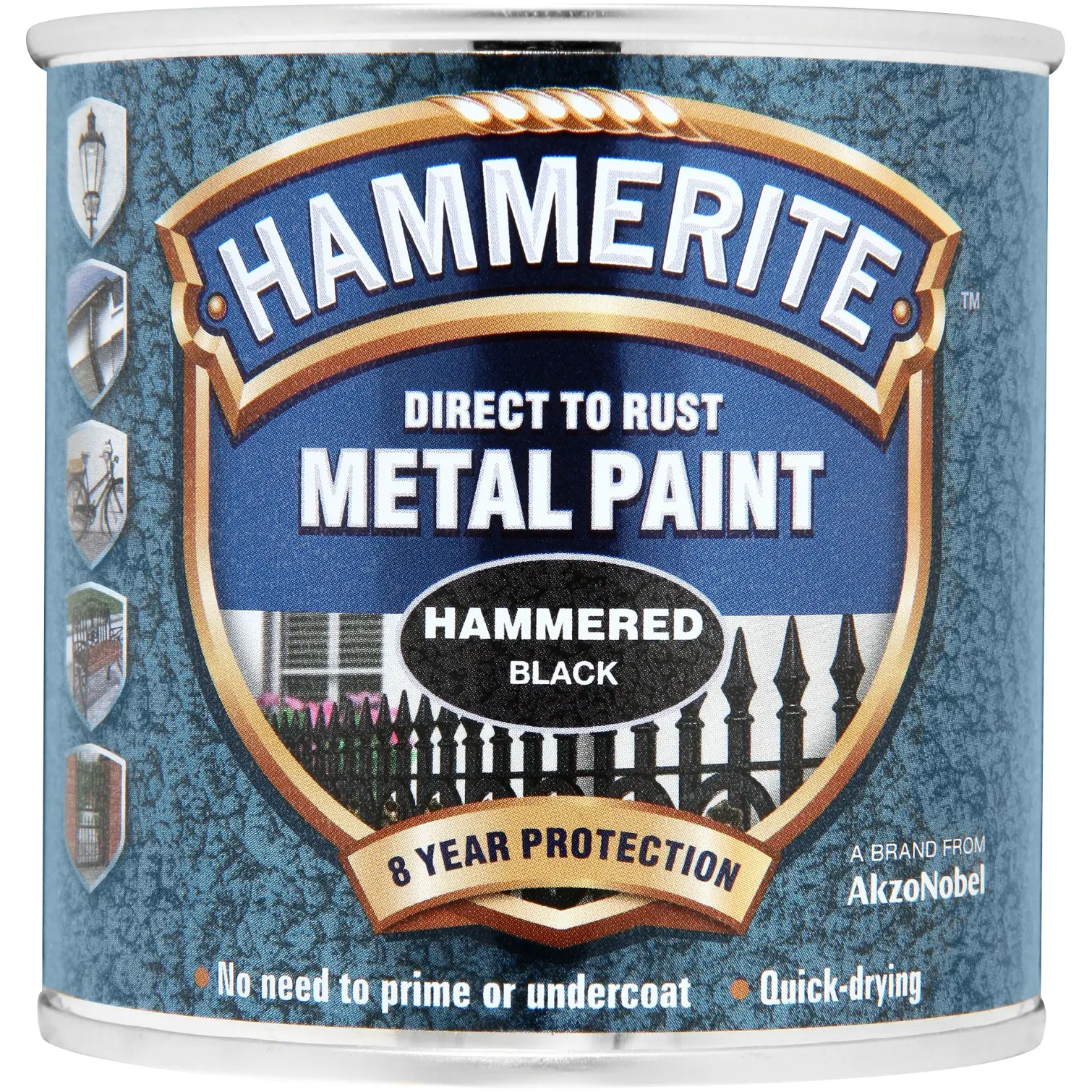 Hammerite Direct to Rust Metal Paint Hammered Black 250ml