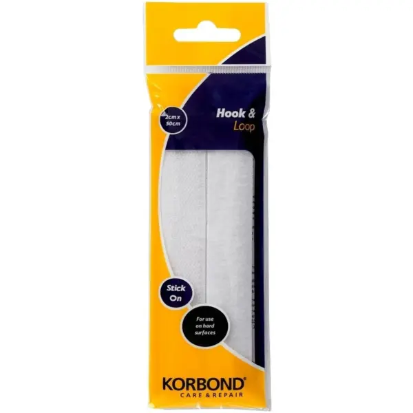 Korbond Hook & Loop Stick On White 2cm x 50cm