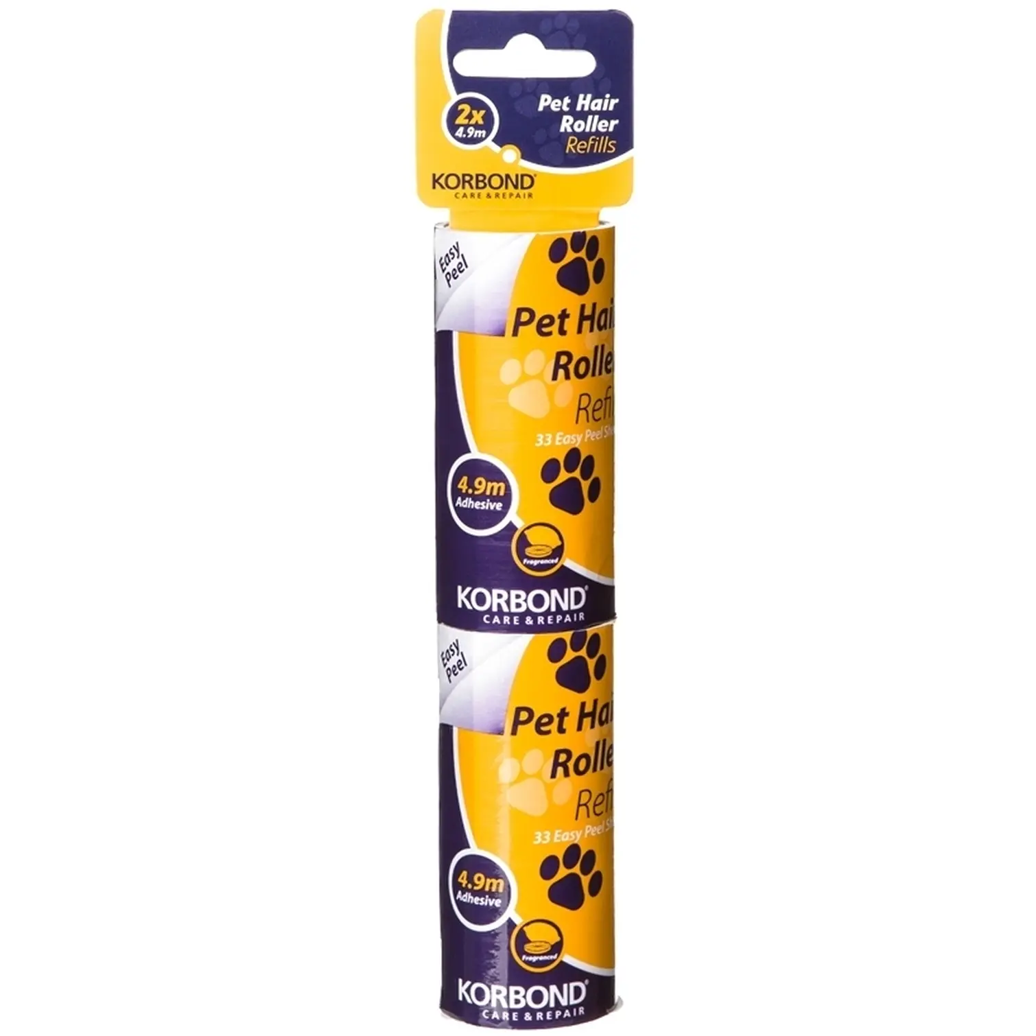 Korbond Easy Peel Pet Hair Refill Twin 33 Fragranced Sheets 4.9 meters