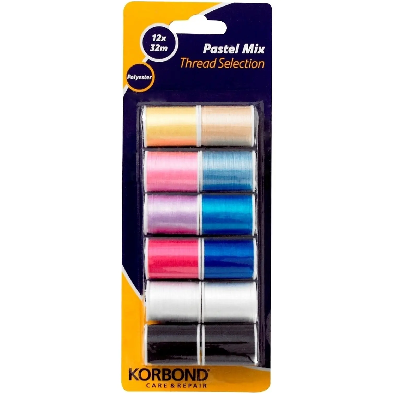 Korbond Pastel Colour Polyester Thread Selection 12 x 32 meters