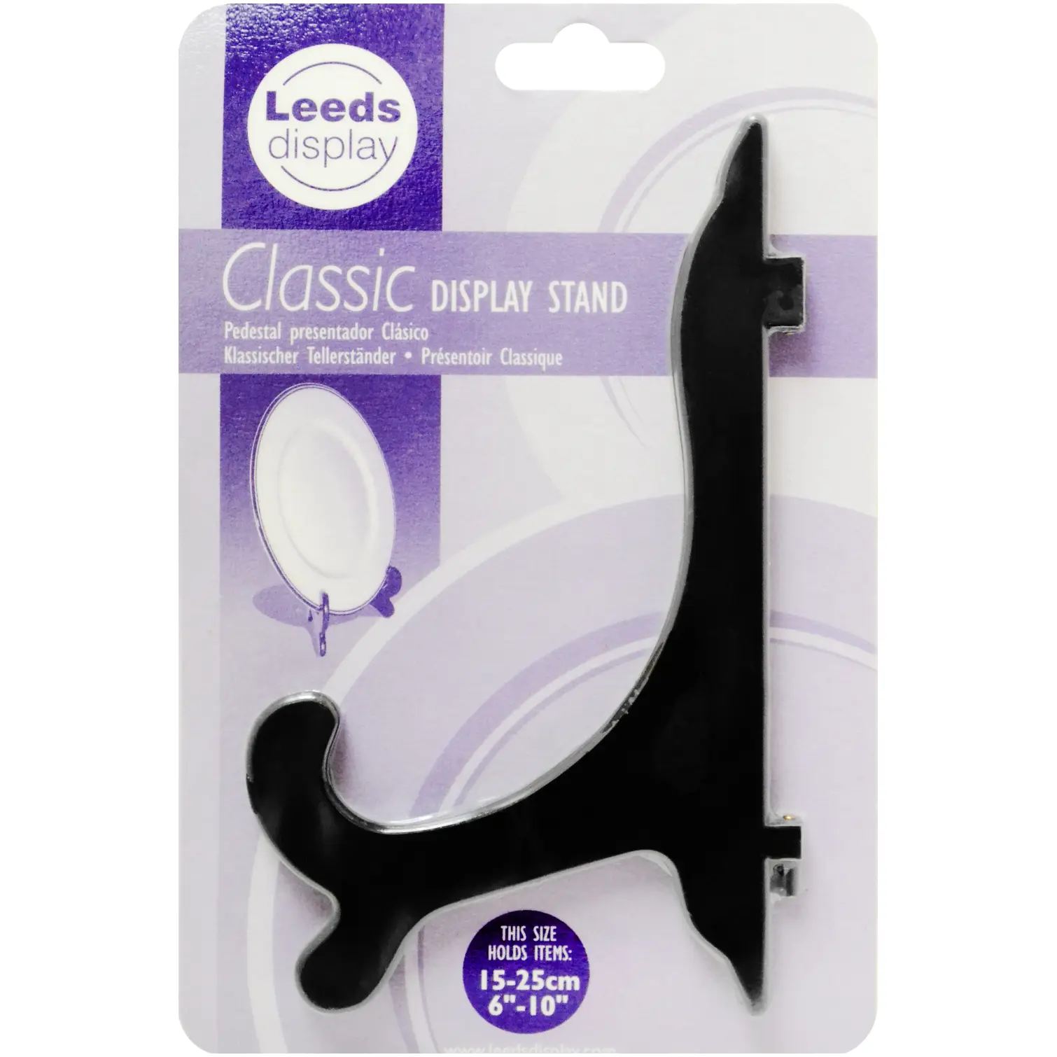 Leeds Display Classic Stand Stand Black 15 to 25cm black plastic plate stand for display