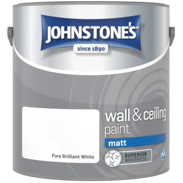 Johnstones  Wall & Ceiling paint Pure Brilliant White Matt 2.5 Litre