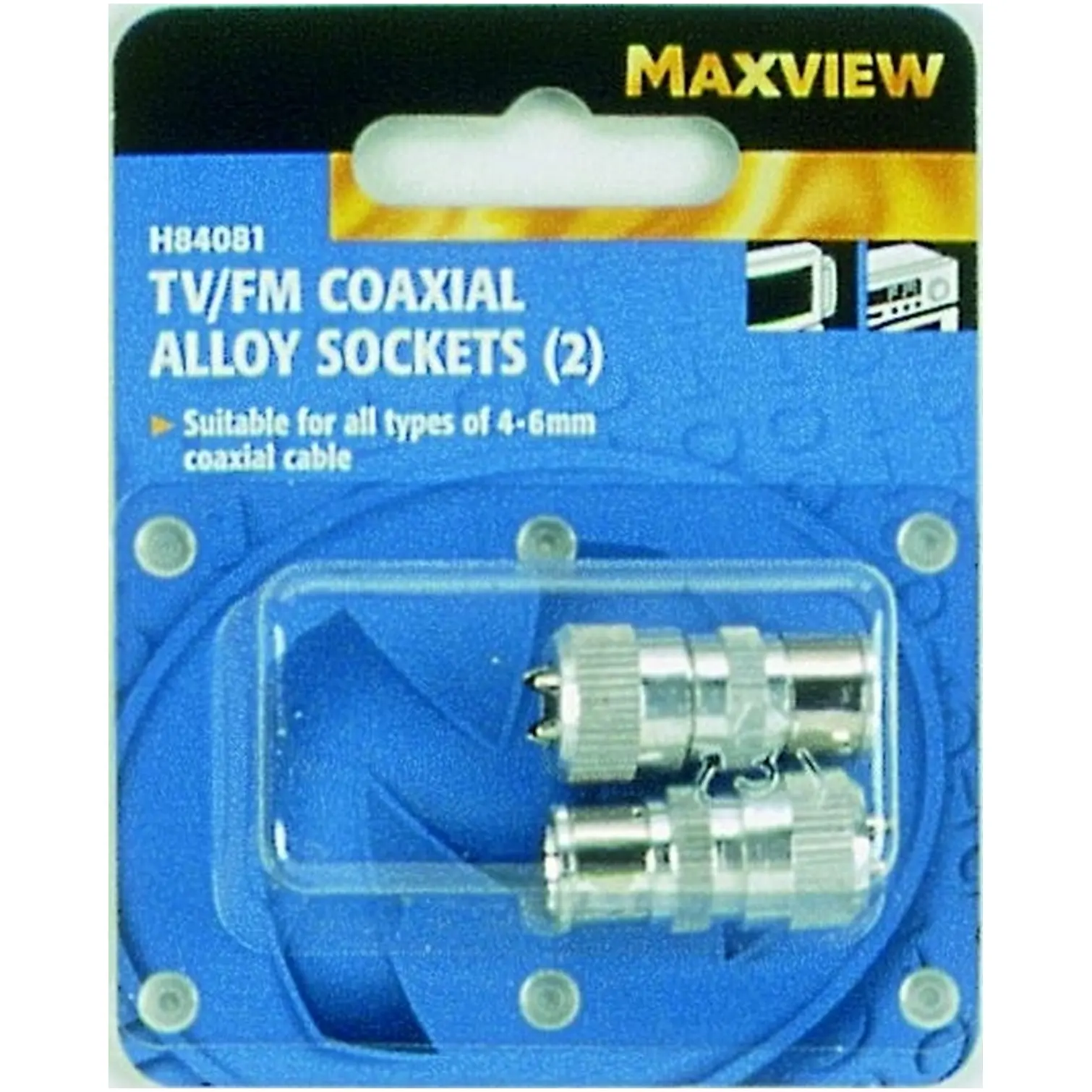 Maxview Coaxial Alloy Sockets Card of 2