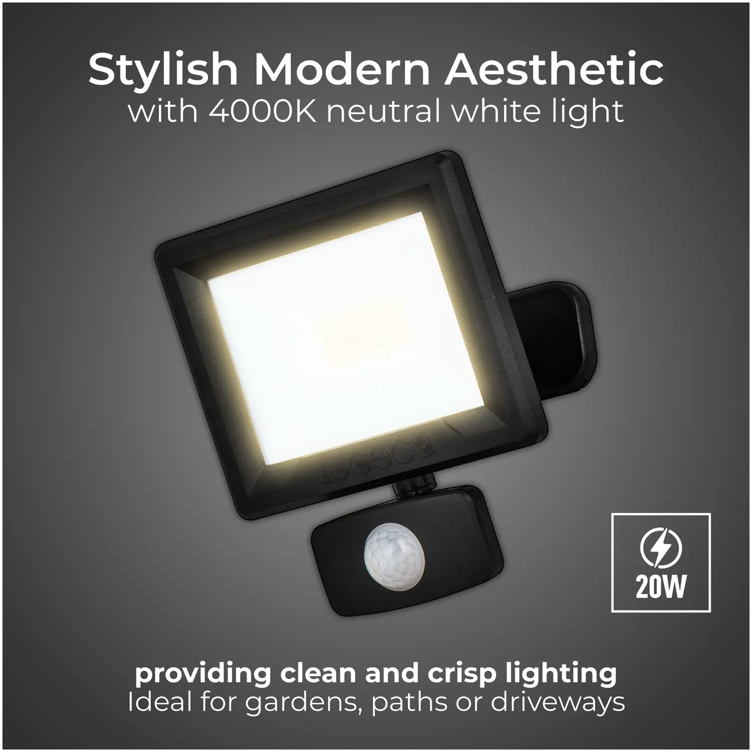NEX0515_8 Luceco 20W LED Floodlight With PIR