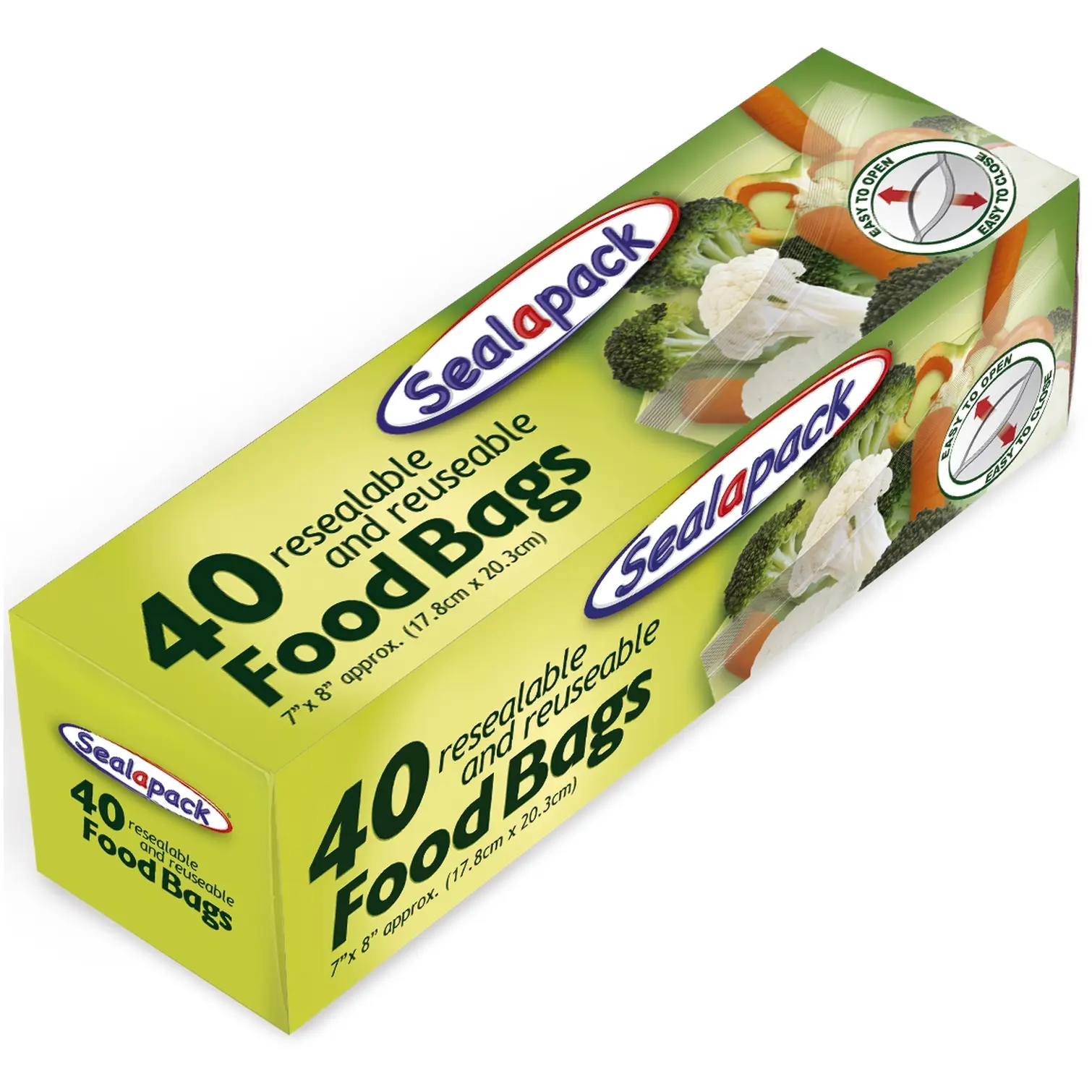 Sealapack Resealable Food Bags 40 Pack 17.8x20.3cm