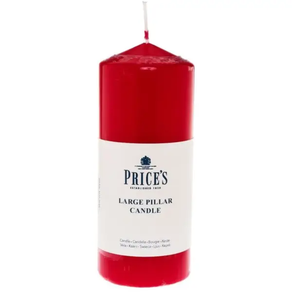 PCL0020 Prices Large Red Pillar Candle 15x6cm