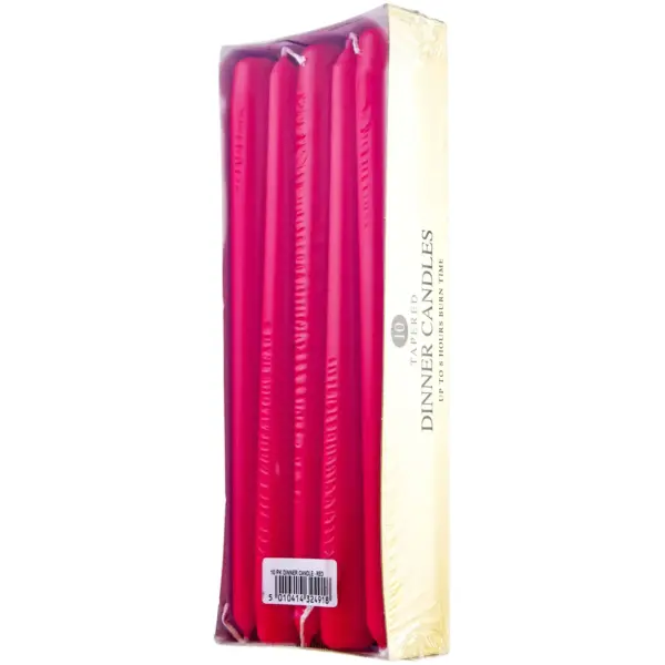 Prices Tapered 25.5cm Dinner Candles Red Pack of 10