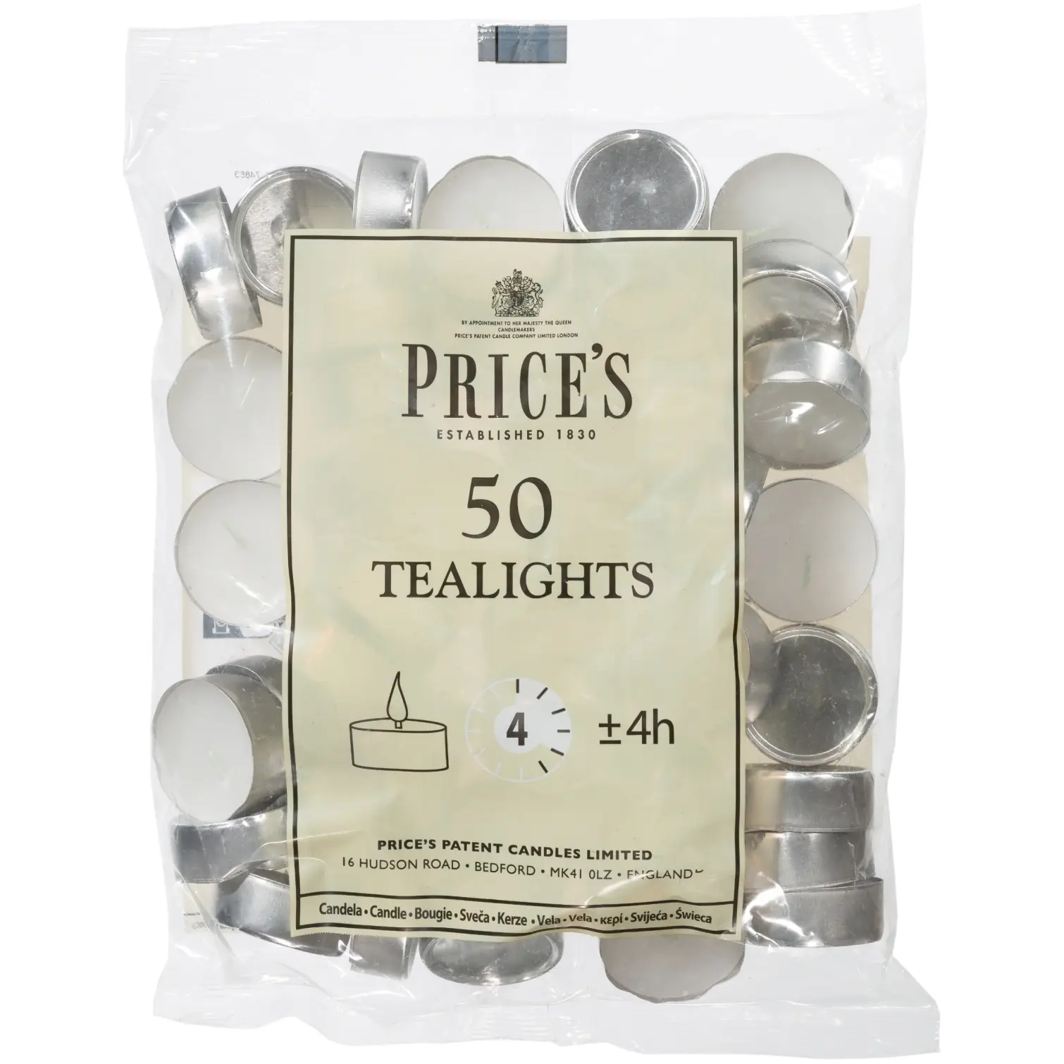 Prices 4hr Burn Time Tealights Pack of 50