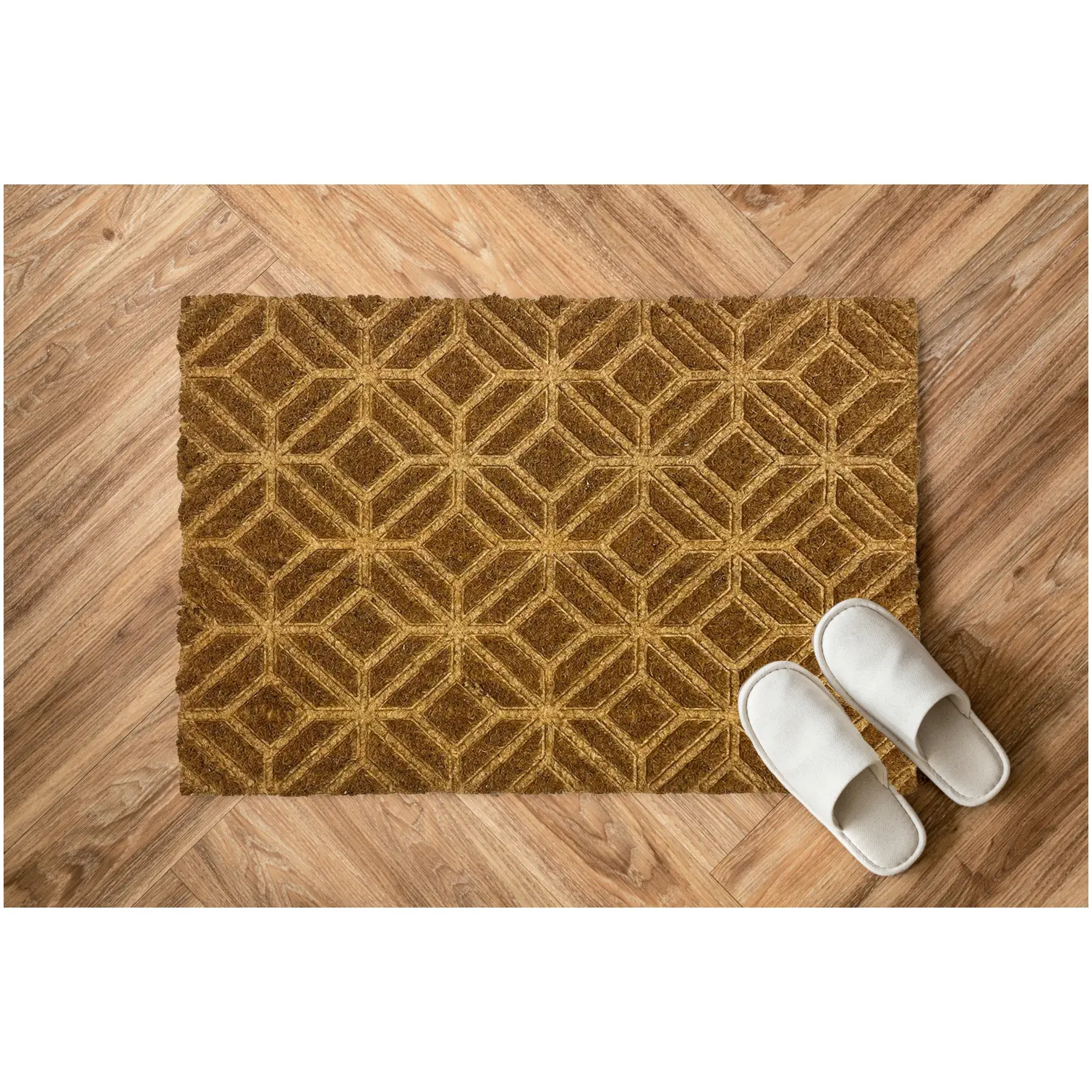 Mighty Mats Designer Collection Embossed Coir Door Mat Square Geo 40 x 60cm