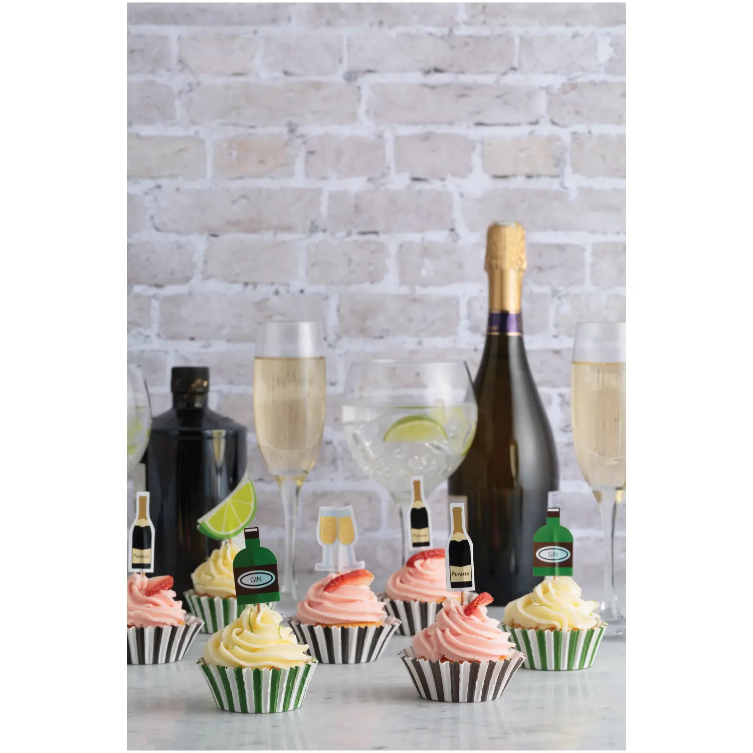 Prosecco Cupcake Case &Toppers
