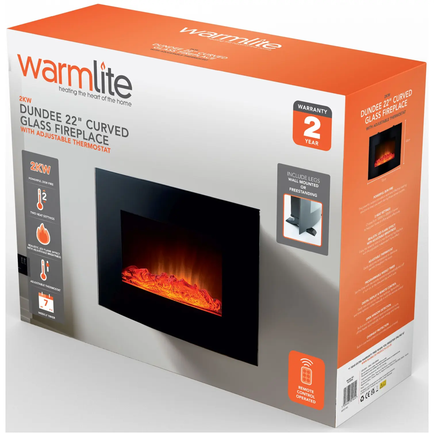 Warmlite Electric Wall Mounted Fireplace