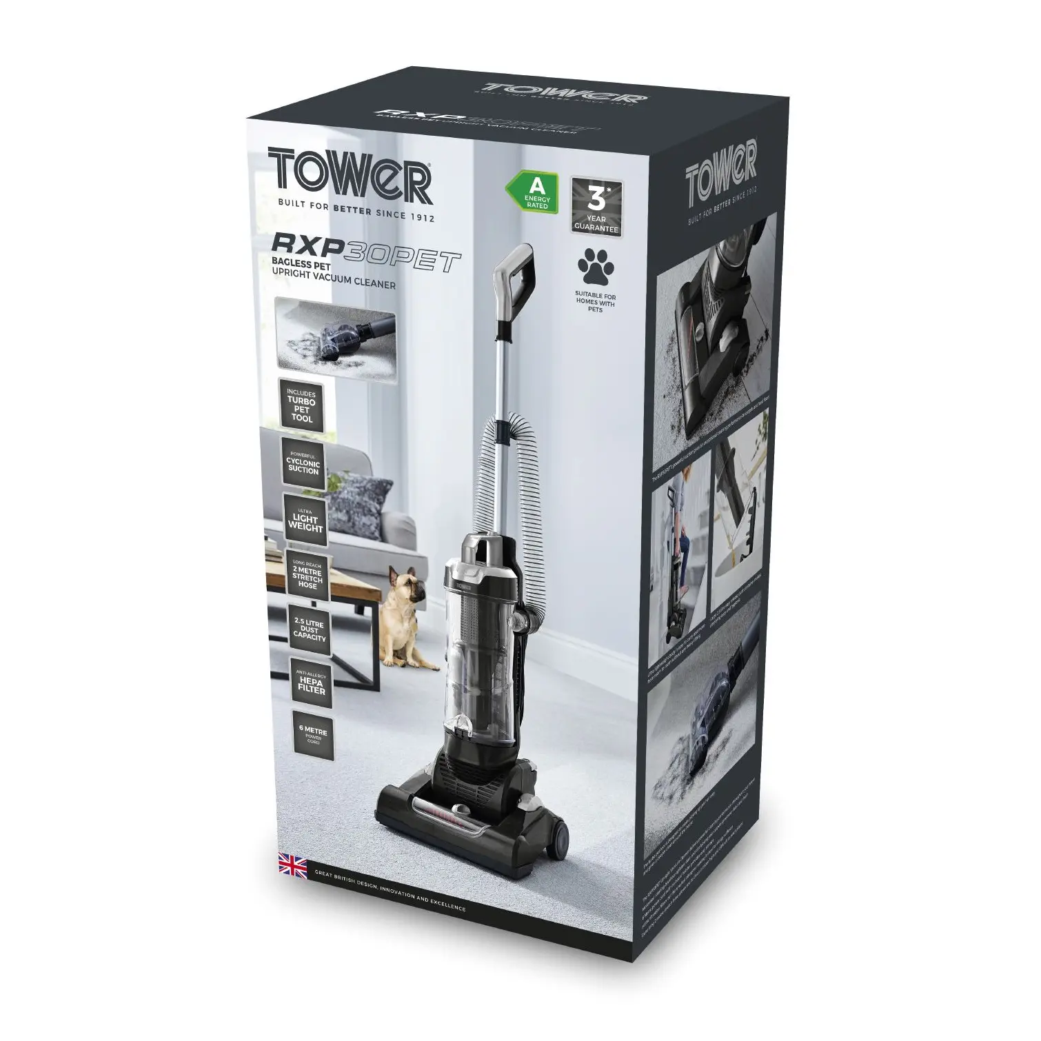 Tower T108000PLPET Pet Upright Bagless Cleaner