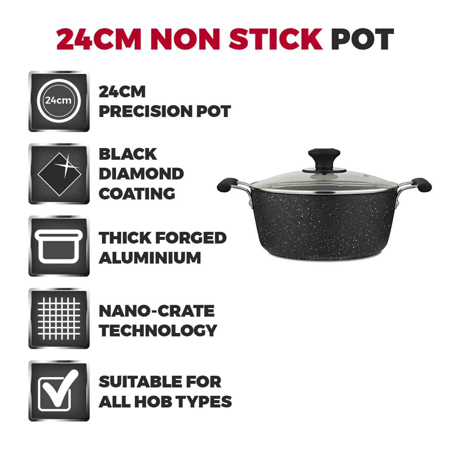Tower Precision Stock Pot 24cm