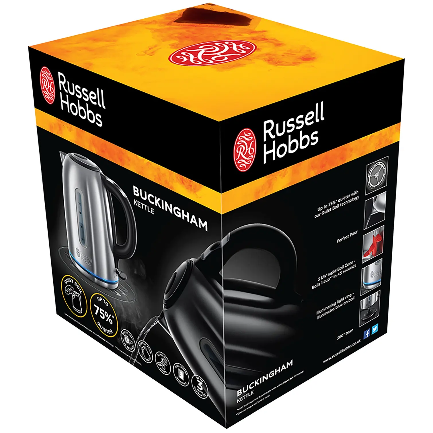 Russell Hobbs Quiet Boil Kettle Stainless Steel 1.7 Litre Capacity