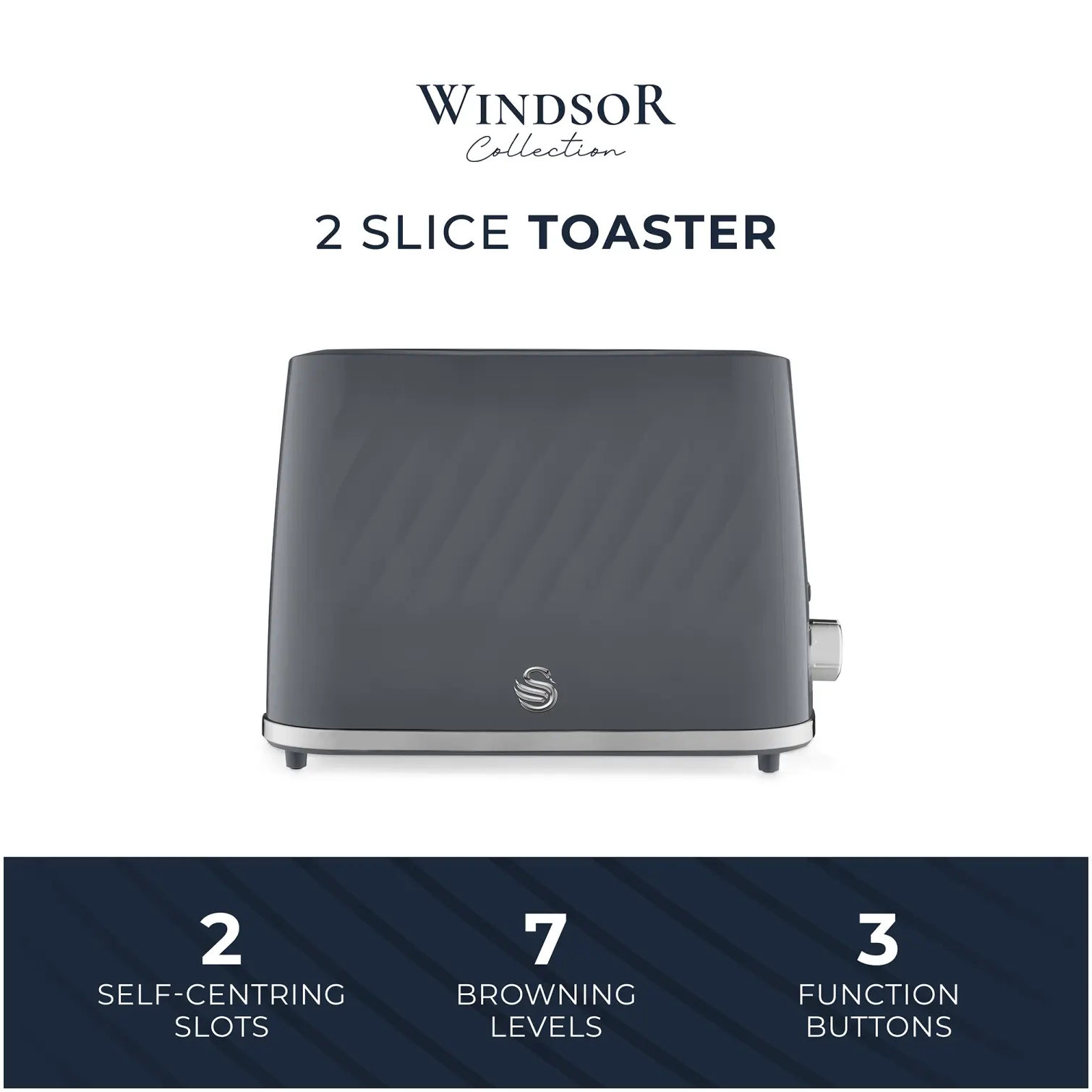 Swan Windsor 2 Slice Toaster Grey