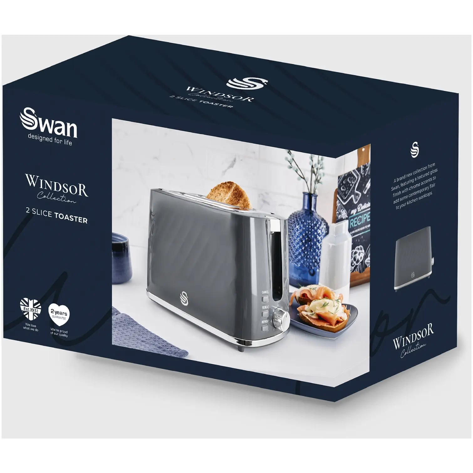Swan Windsor 2 Slice Toaster Grey