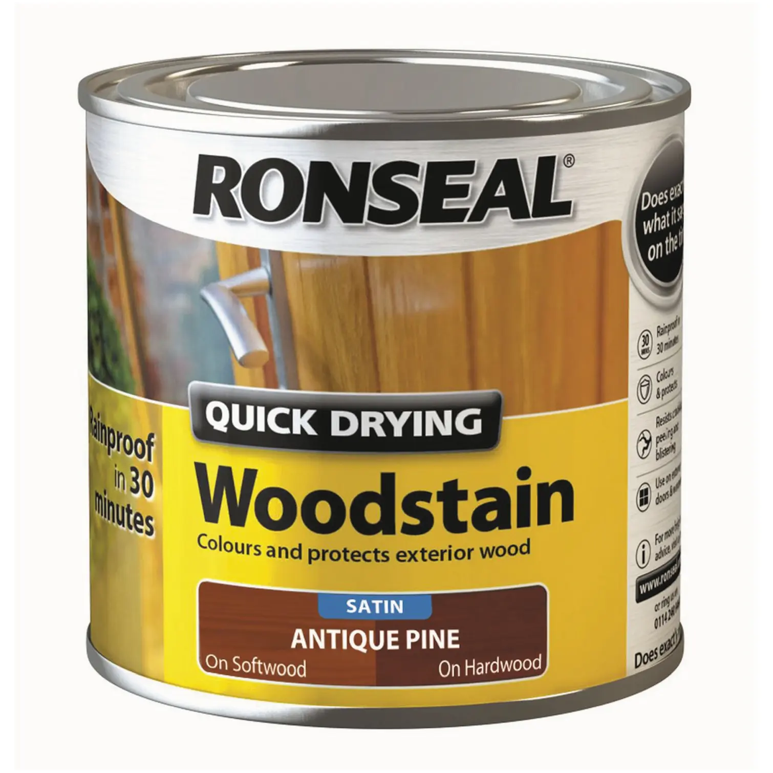 Ronseal Satin Quick Drying Woodstain AntiquePine 250ml