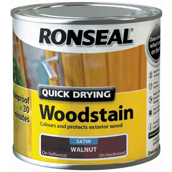 Ronseal Satin Quick Drying Woodstain Walnut 250ml