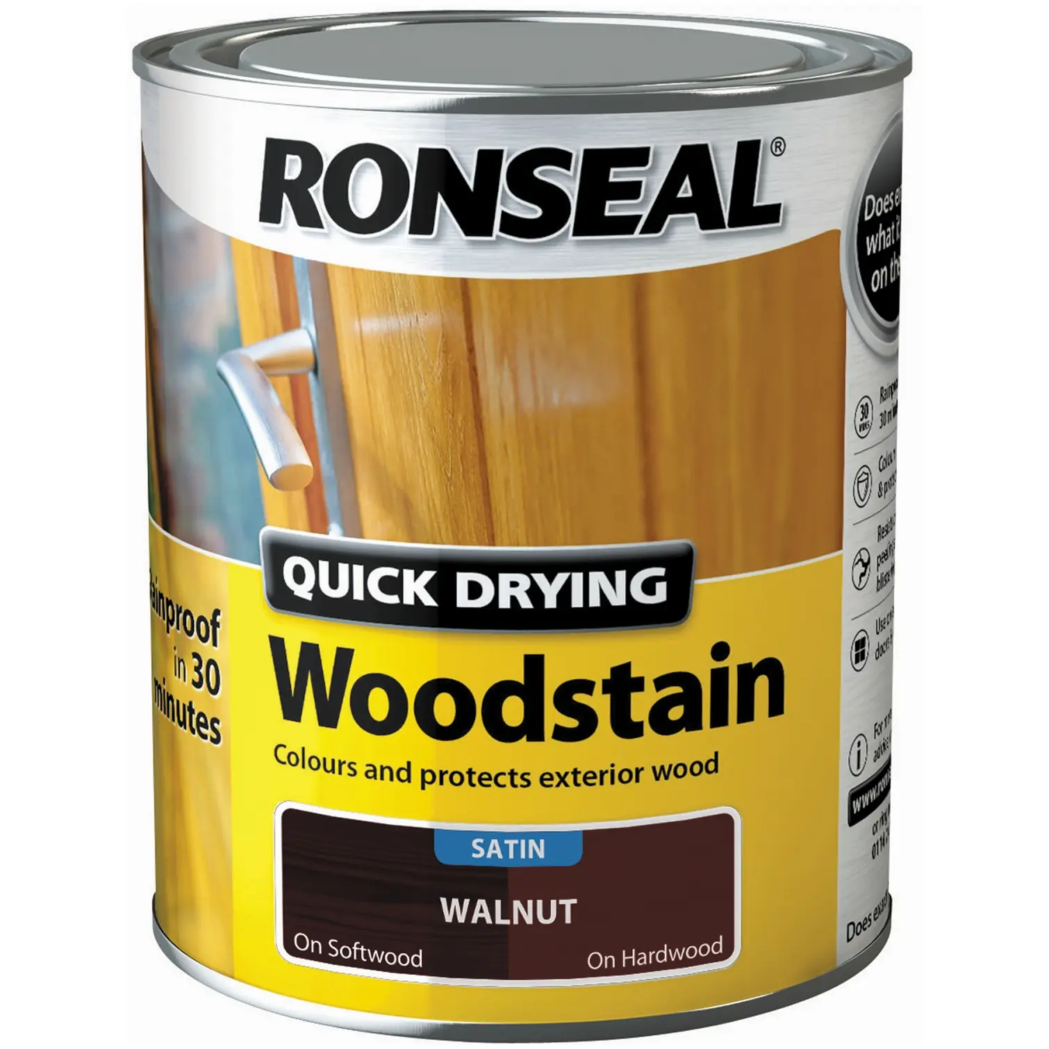 Ronseal Satin Quick Drying Woodstain Walnut 750ml