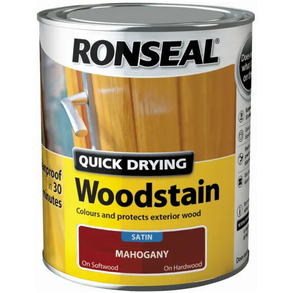 Ronseal Satin Quick Drying Woodstain Mahogany 750ml