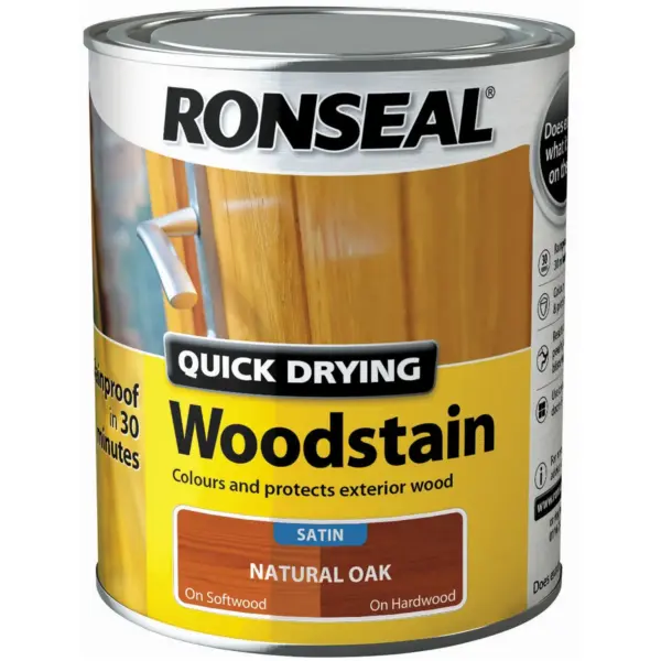 Ronseal Satin Quick Drying Woodstain Oak 750ml