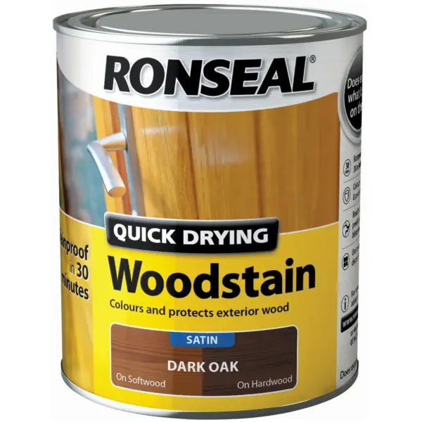 Ronseal Satin Quick Drying Woodstain Dark Oak 2.5Ltr
