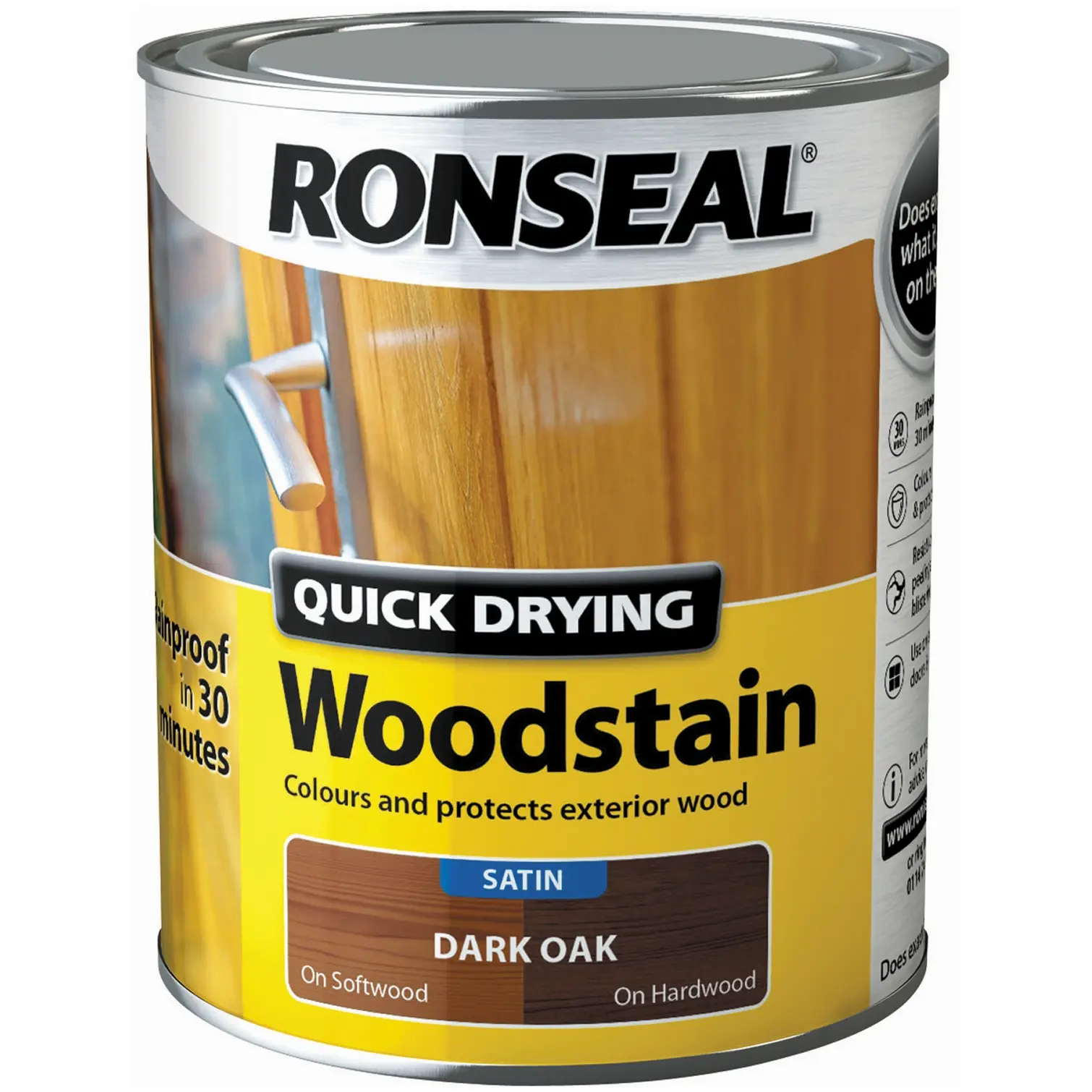 Ronseal Satin Quick Drying Woodstain Dark Oak 2.5Ltr