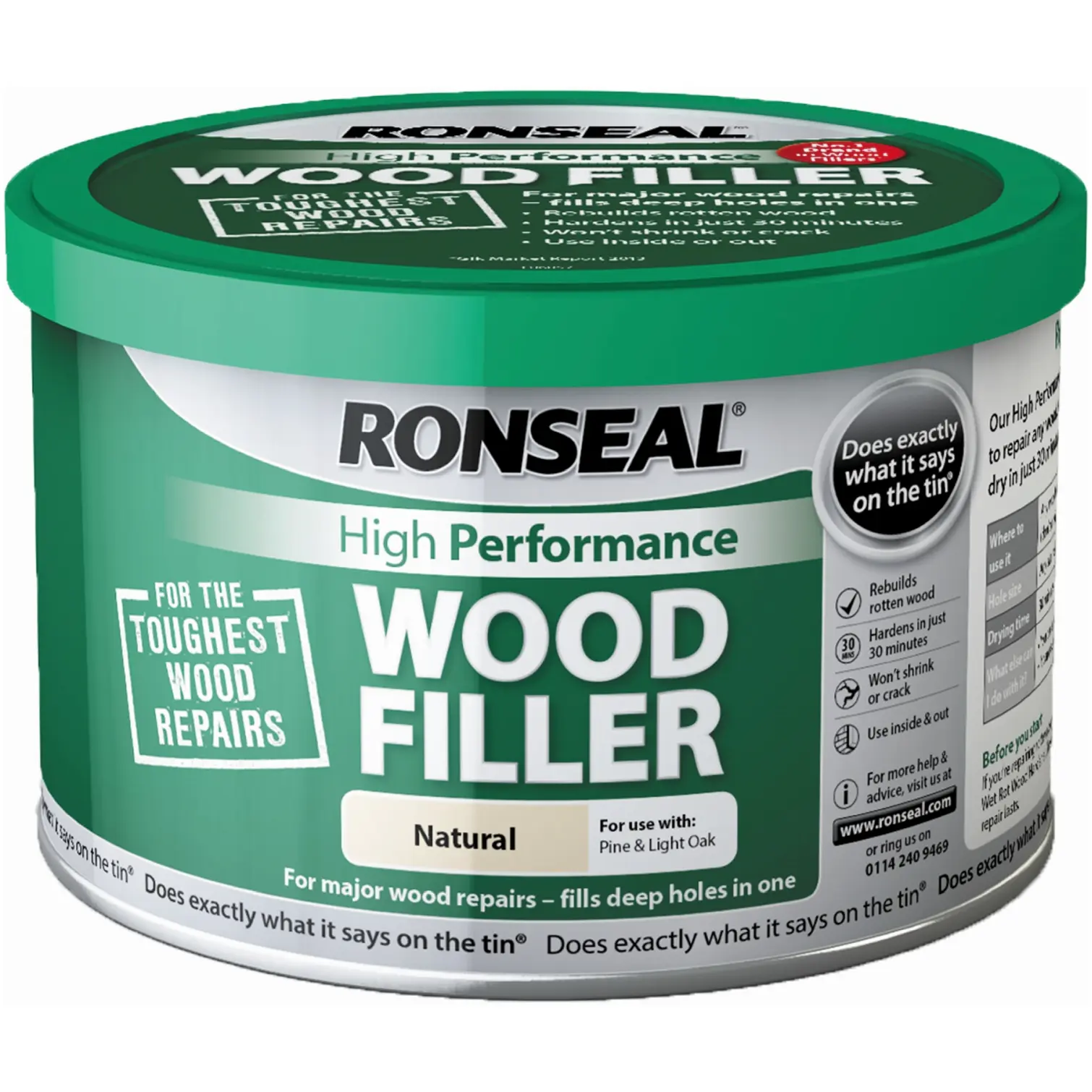 Ronseal High Performance Woodfiller Natural 275g two part exterior wood filler for rotten window sills