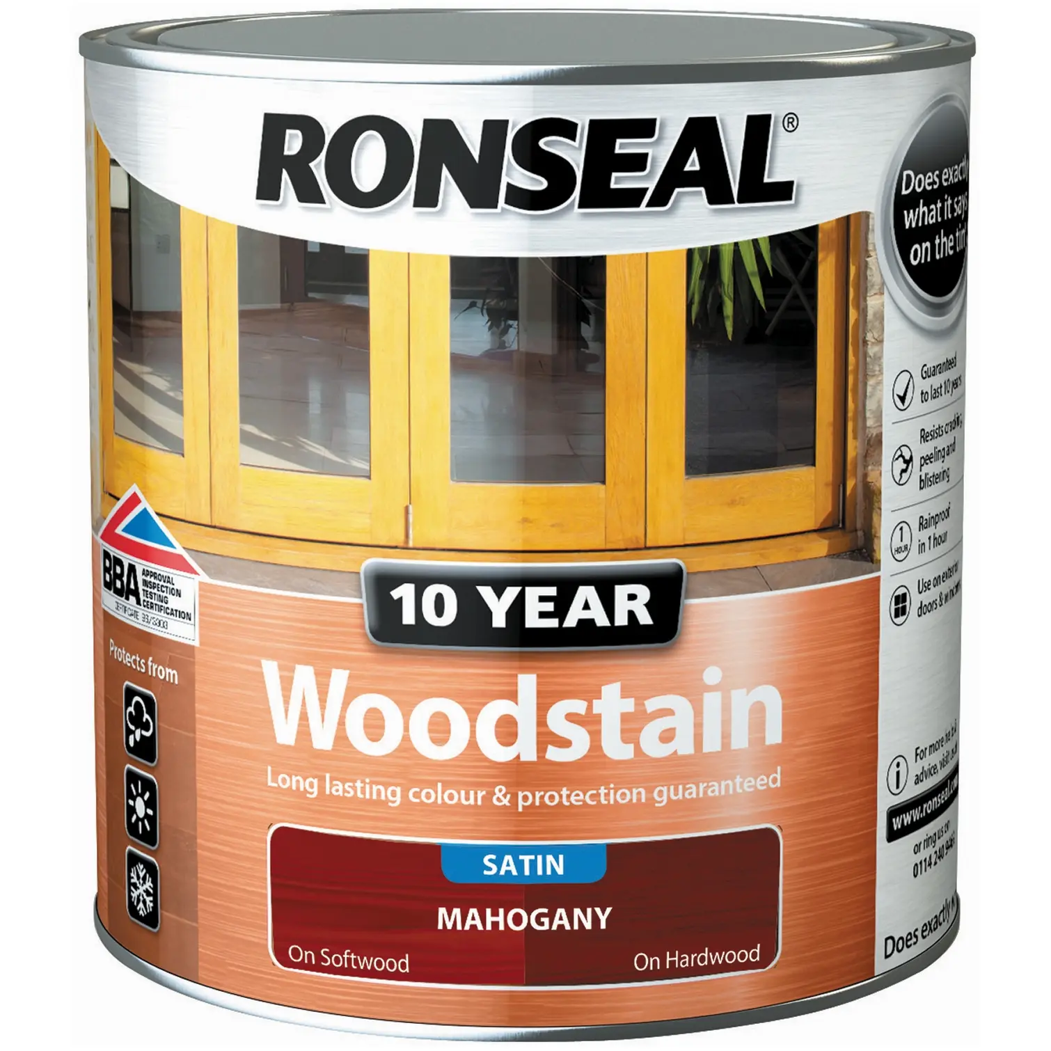 Ronseal 10 Year Woodstain Mahogany 2.5Ltr