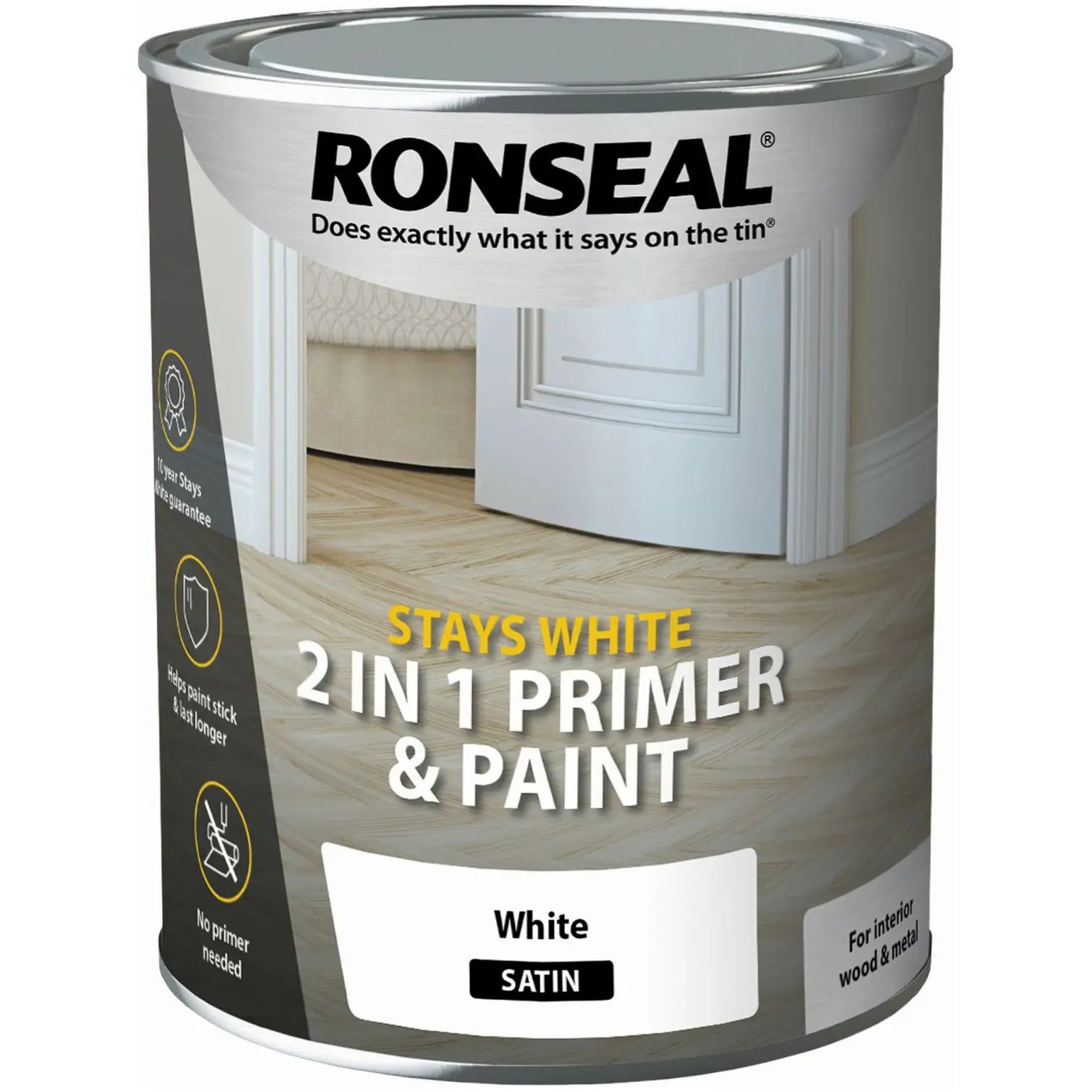 Ronseal White Satin 2in1 Wood Paint 750ml