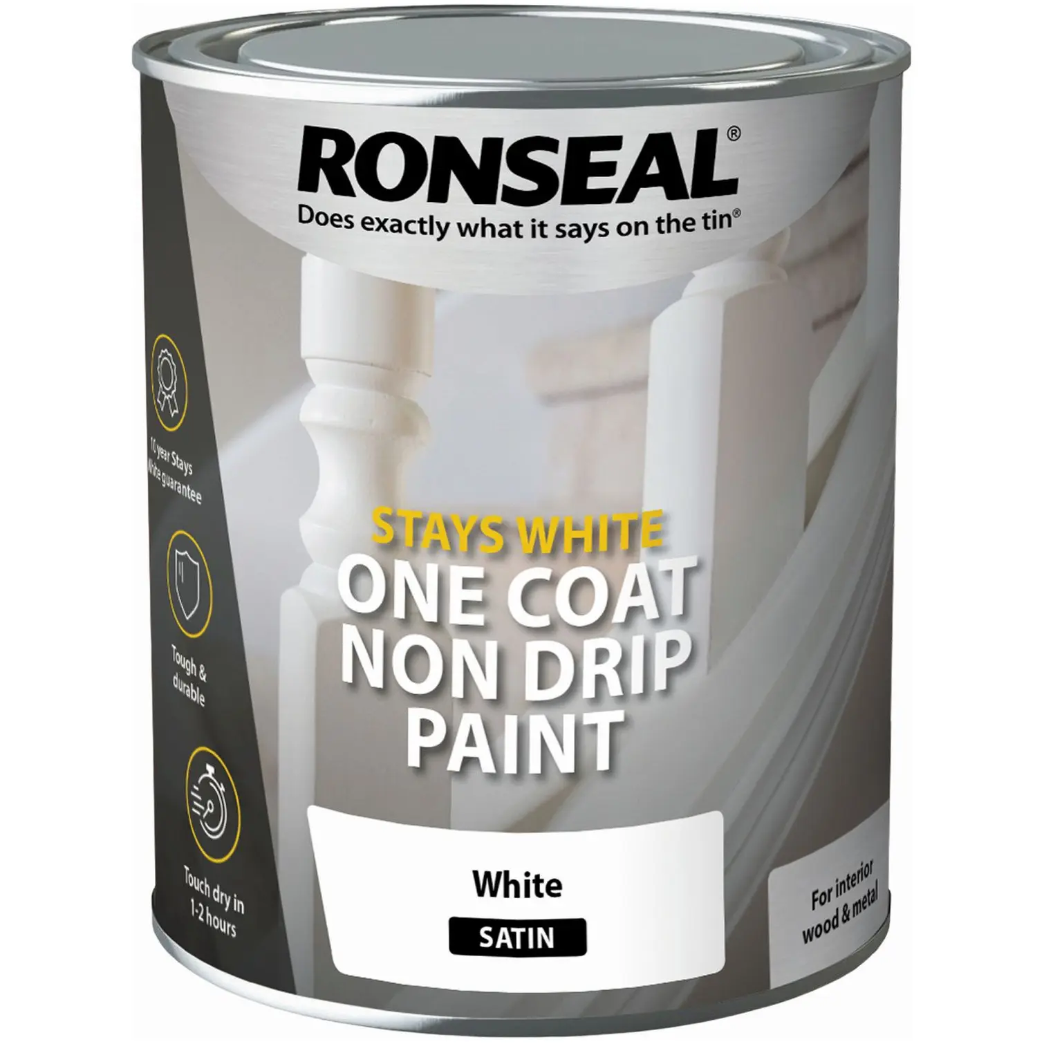 Ronseal White Satin One Coat Wood Paint 750ml