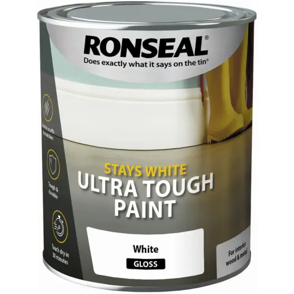 Ronseal White Gloss Ultra Tough Wood Paint 750ml