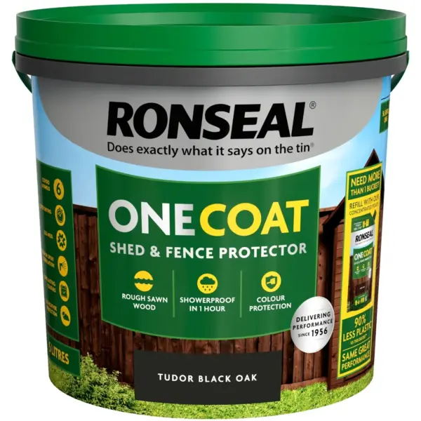 RNS0501 Ronseal One Coat Shed & Fence Protector Tudor Black 5ltr