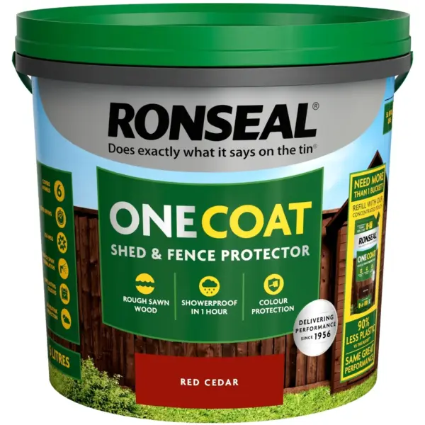 RNS0511 Ronseal One Coat Shed & Fence Protector Red Cedar 5ltr
