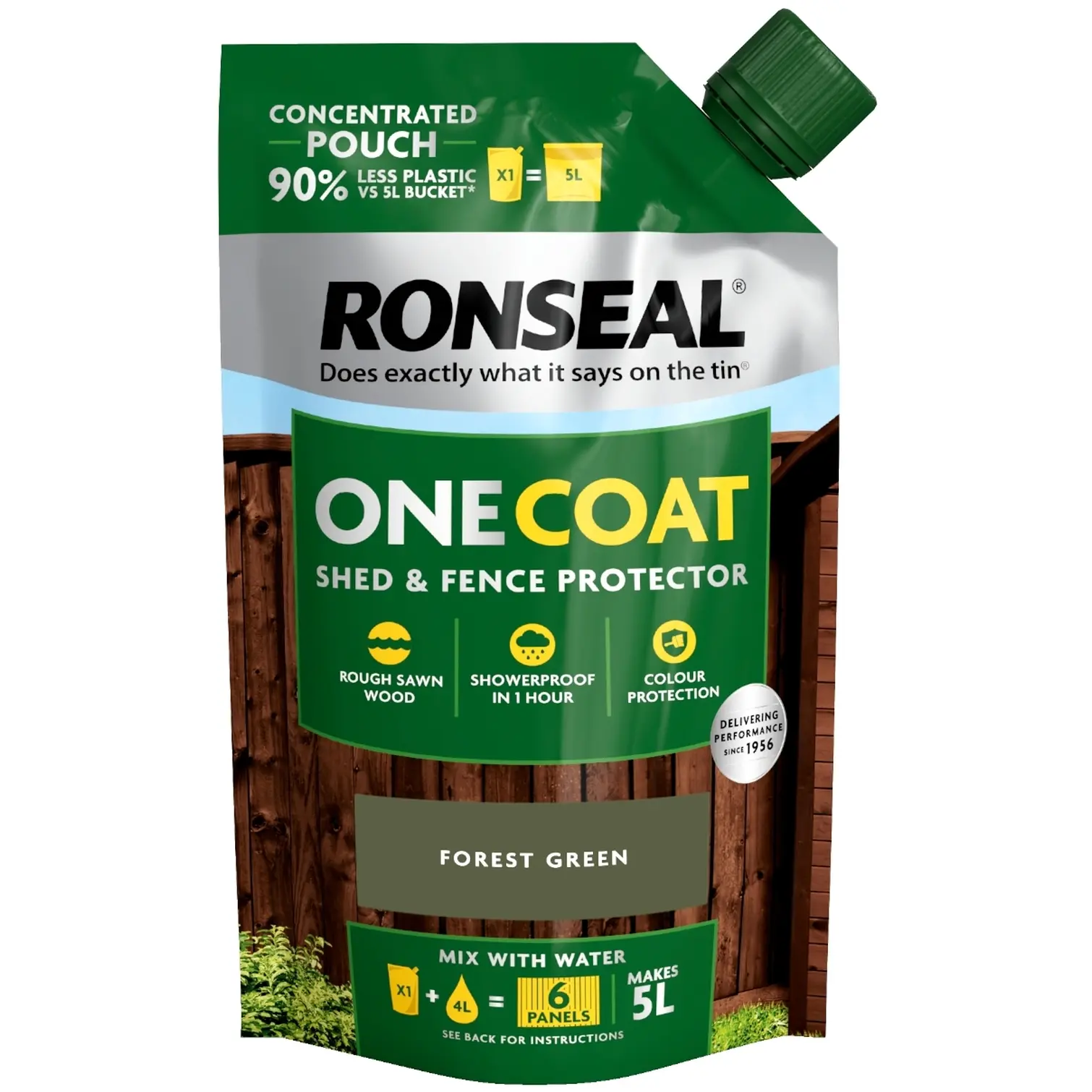 Ronseal One Coat Shed & Fence Protector Pouch Forest Green 950ml