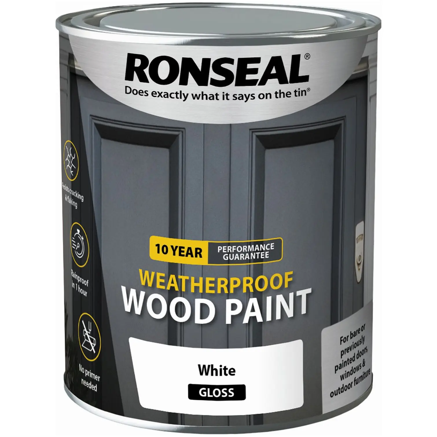 Ronseal 10Y Weatherproof Wood Paint White Gloss 750ml