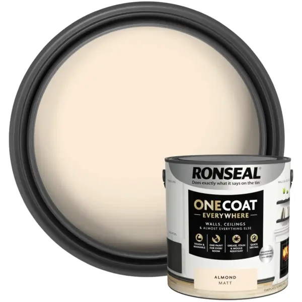 Ronseal Everywhere One Coat Matt Almond 2.5Ltr