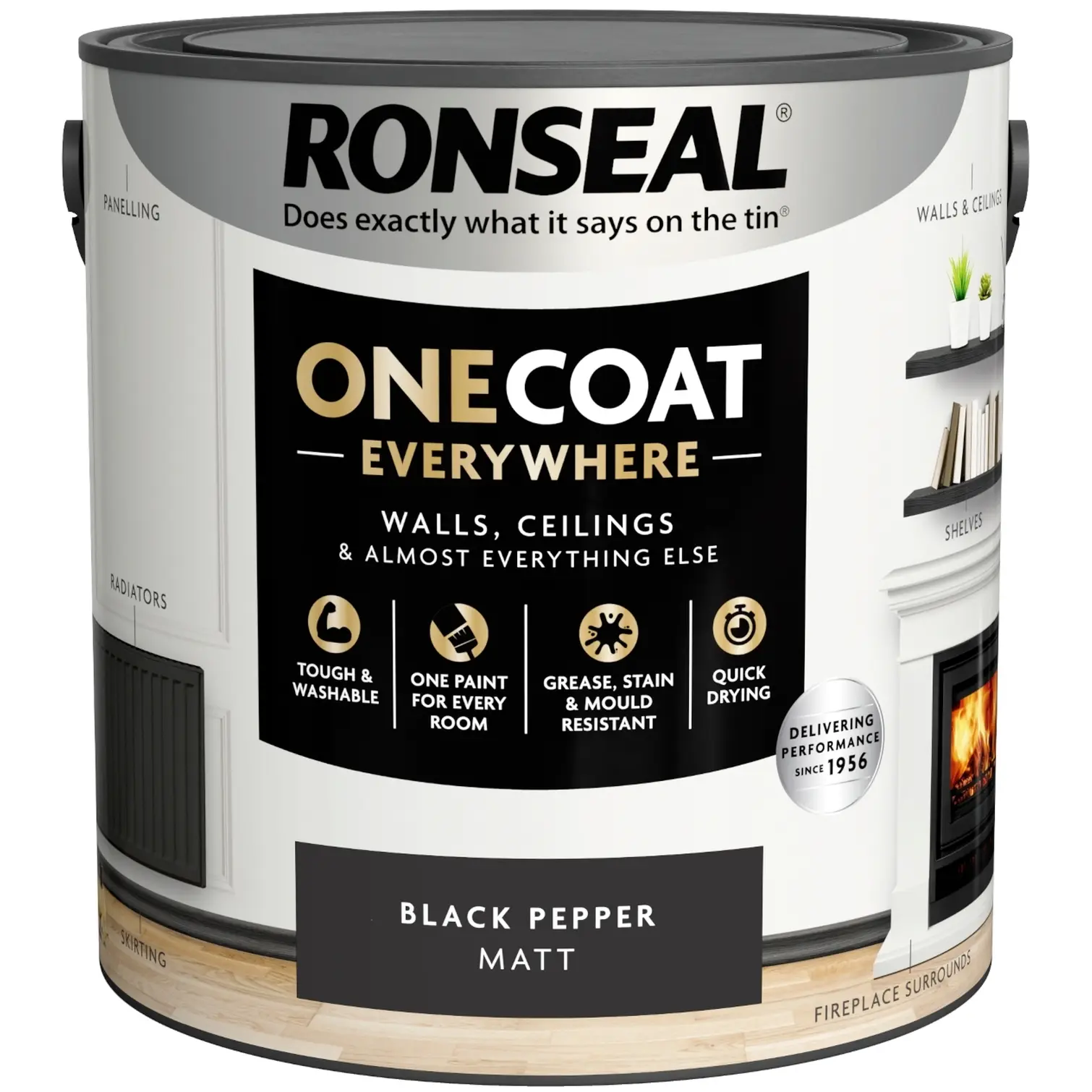 Ronseal Everywhere One Coat Matt Black Pepper 2.5Ltr