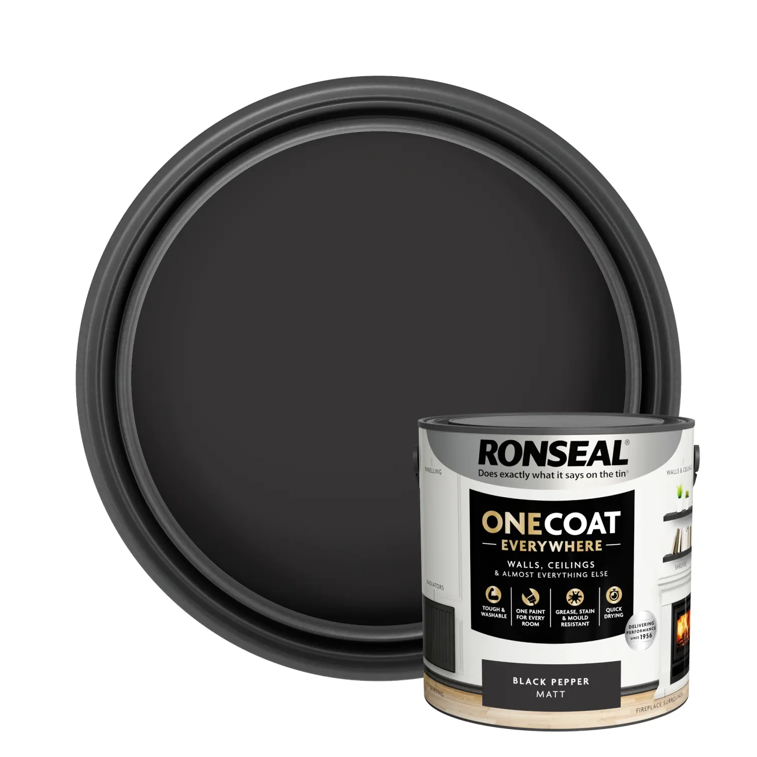 Ronseal Everywhere One Coat Matt Black Pepper 2.5Ltr